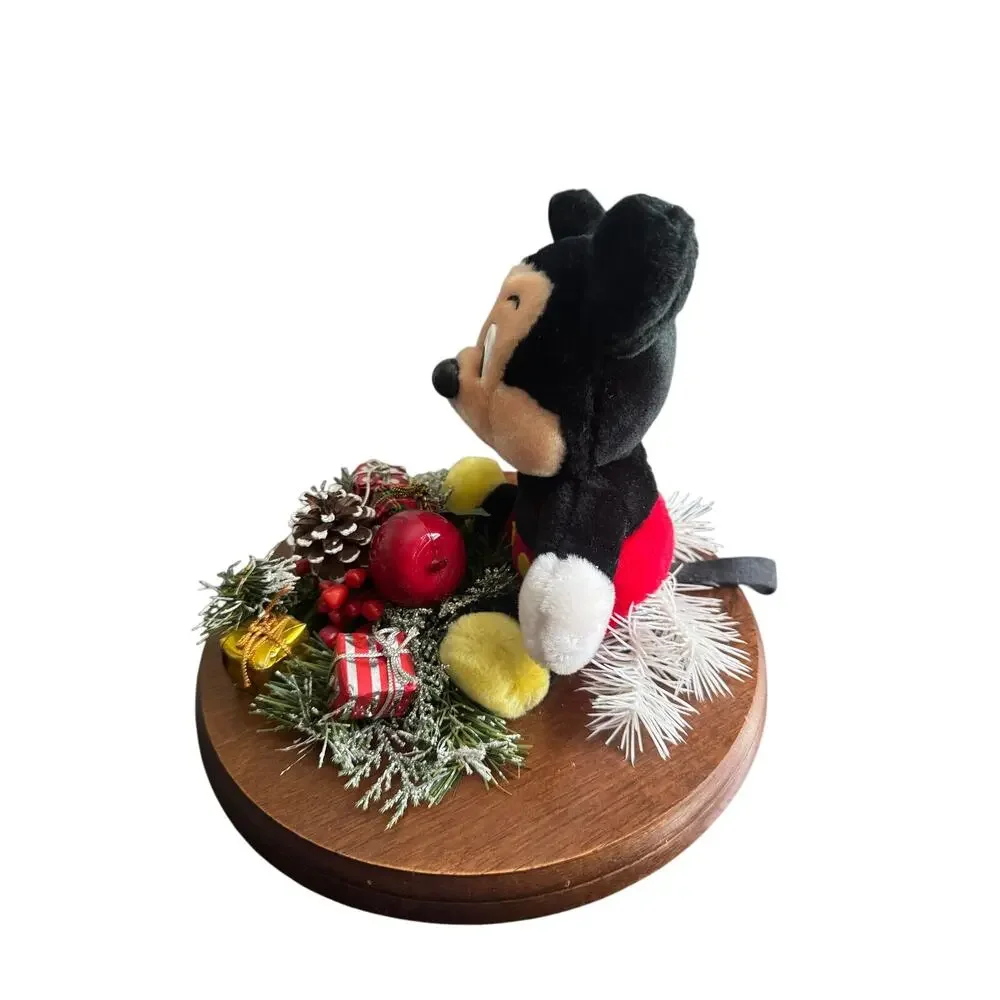 Disney Vintage Mickey Mouse Lefton Wooden Base Christmas Holiday Table Decor‎